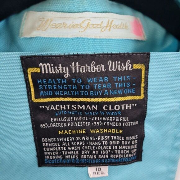 Vintage Misty Harbor Raincoat Trench 10 Blue Double Breasted Yachtsman Cloth - Picture 4 of 17